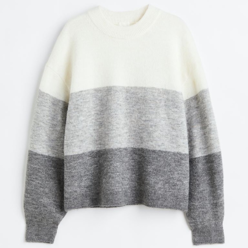 H&M Striped Light Gray Knit Sweater